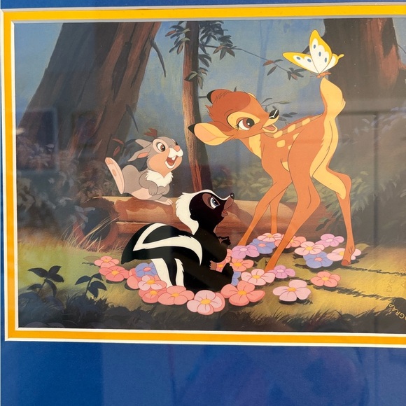 Walt Disney VTG 1997 custom framed Bambi and Friends Art Print - Picture 2 of 5